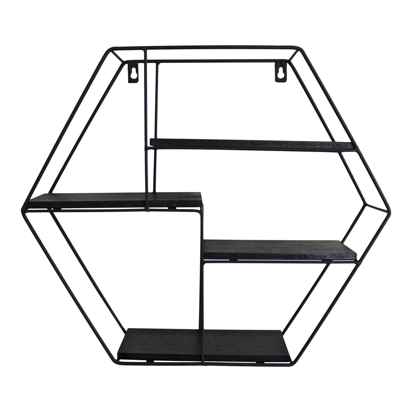 Hexagonal Black Metal Wall Shelf