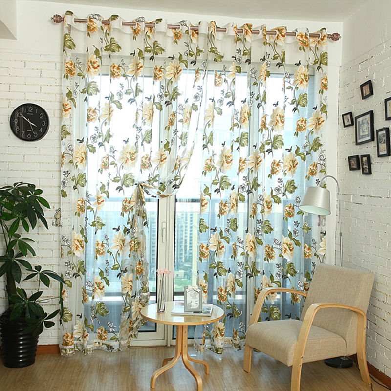 Tulle Sheer Floral Curtains