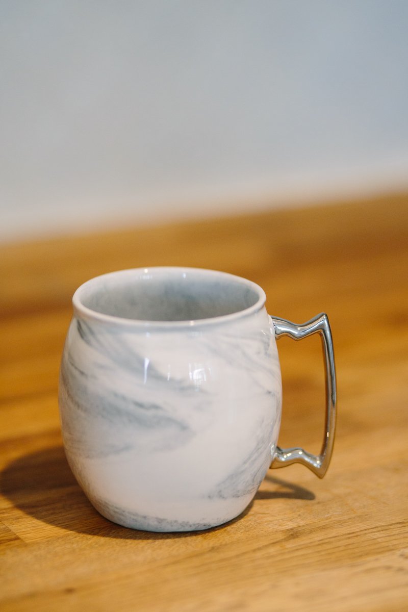 Faux Marble & Silver handle Coffee Mug