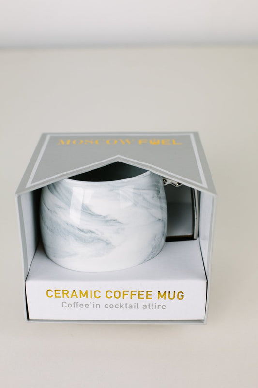 Faux Marble & Silver handle Coffee Mug