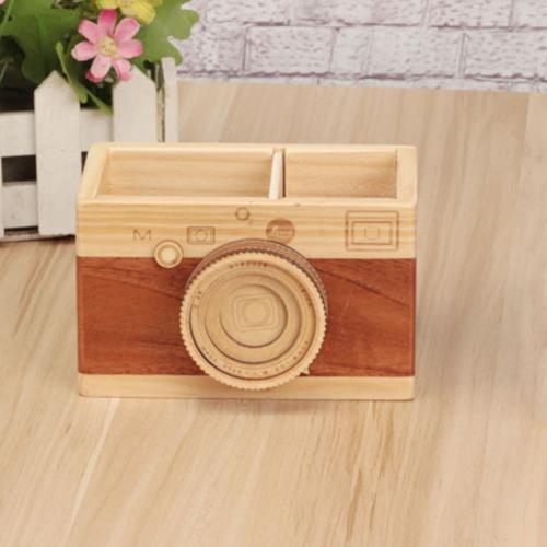 Wooden Camera Pencil Holder