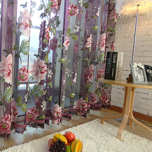 Tulle Sheer Floral Curtains