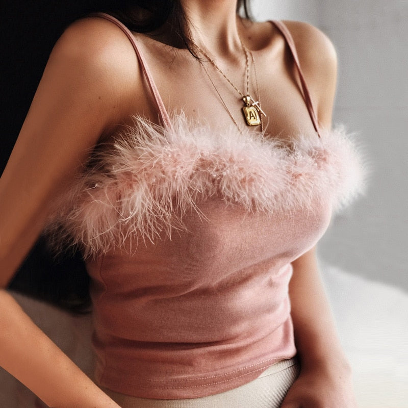 Faux Fur Strap Top